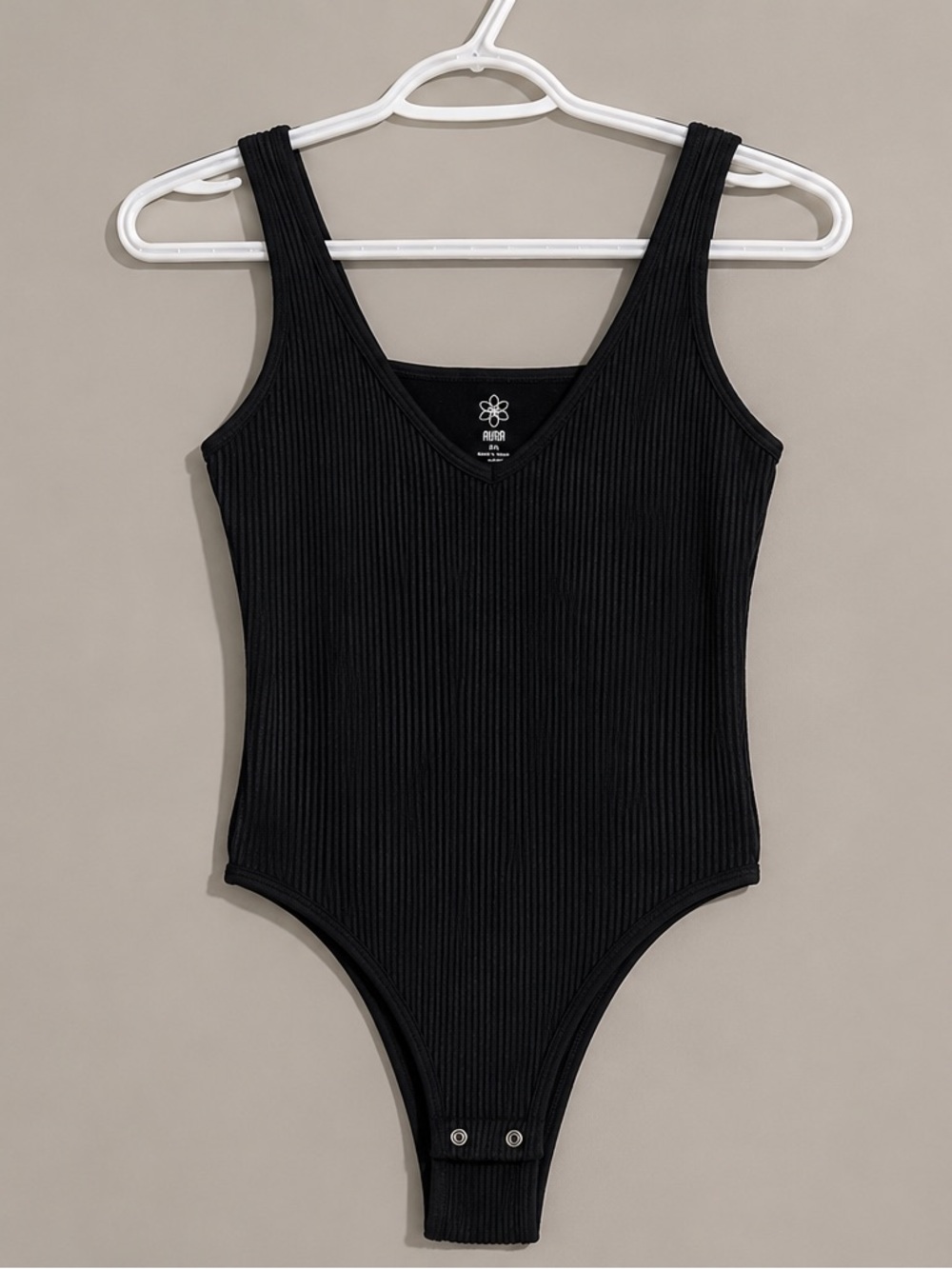 Black Ribbed Bodysuit – xs